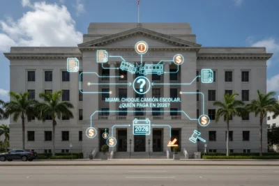 Miami: Choque camión escolar, ¿quién paga en 2026?