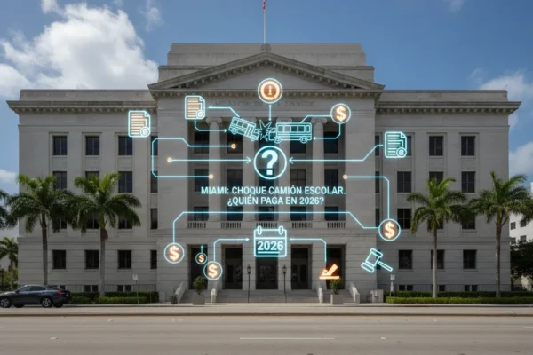 Miami: Choque camión escolar, ¿quién paga en 2026?